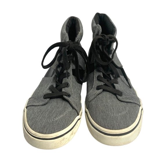Old Navy Youth Size 6 250184 Gray Hi Top Sneaker Shoes Retro Nylon Shoes Lace Ti - Picture 4 of 4